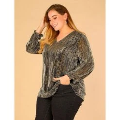 Agnes Orinda Women's Plus Size Glitter Sparkle V Neck Metallic Party Sequin Blouse 11 Agnes Orinda Women's Plus Size Glitter Sparkle V Neck Metallic Party Sequin Blouse -Agnes Sales Store GUEST ea38a85f b3f9 4d3b b6a2 6fac6fb97b00