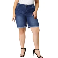 Agnes Orinda Women's Plus Size Jeans Casual Slash Pockets Washed Denim Shorts -Agnes Sales Store GUEST ea839eaa 19c5 4008 8fb2 0112f6b06bf4