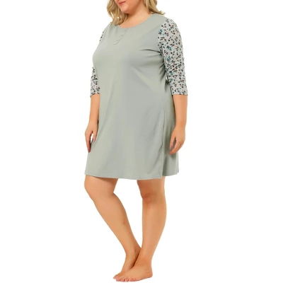 Agnes Orinda Women's Plus Size Cute Floral 3/4 Sleeve Floral Print Nightgowns 1 Agnes Orinda Women's Plus Size Cute Floral 3/4 Sleeve Floral Print Nightgowns