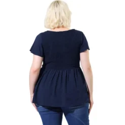 Agnes Orinda Women's Plus Size Tops Boho Flare Hem Short Sleeve Smocked Peplum Top -Agnes Sales Store GUEST eb1bf102 3834 407e ba2e 485da6dcf07c