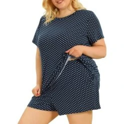 Agnes Orinda Women's Plus Size Nightwear Short Sleeve Shirt And Shorts Pajamas Set Polka Dots Sleepwear -Agnes Sales Store GUEST eb33b213 2c17 4bf0 89f0 53f18fa8e846