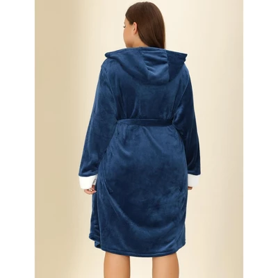 Agnes Orinda Women's Plus Size Nightgown Faux Fur Robe Fleece Hood Warm Plush Flannel Robe 3 Agnes Orinda Women's Plus Size Nightgown Faux Fur Robe Fleece Hood Warm Plush Flannel Robe - Image 3