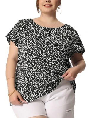 Agnes Orinda Women's Plus Size Floral Short Sleeve Casual Pleasant Top 6 Agnes Orinda Women's Plus Size Floral Short Sleeve Casual Pleasant Top - Image 6