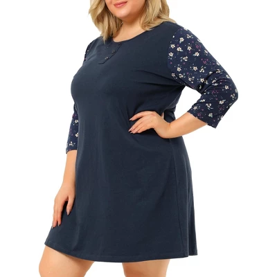 Agnes Orinda Women's Plus Size Cute Floral 3/4 Sleeve Floral Print Nightgowns 7 Agnes Orinda Women's Plus Size Cute Floral 3/4 Sleeve Floral Print Nightgowns - Image 7