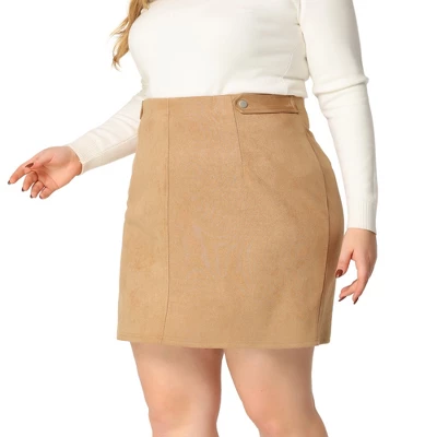 Agnes Orinda Women's Plus Size Faux Suede Printed Side Buttons Bodycon Mini Skirt 7 Agnes Orinda Women's Plus Size Faux Suede Printed Side Buttons Bodycon Mini Skirt - Image 7