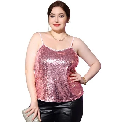 Agnes Orinda Plus Size Tops For Women Sequined Shining Camisole Club Party Sparkle Cami Top 7 Agnes Orinda Plus Size Tops For Women Sequined Shining Camisole Club Party Sparkle Cami Top - Image 7