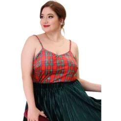 Agnes Orinda Plus Size Tops For Women Check Plaid Velvet Camisole Club Party Cami Top -Agnes Sales Store GUEST ed9d79f2 c0bc 48a7 a06c 1c19158a702a