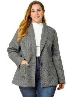 Agnes Orinda Women's Plus Size Plaid Formal Notched Lapel Blazer -Agnes Sales Store GUEST edd6c49b fd40 4347 b7ad 663ed5446e73