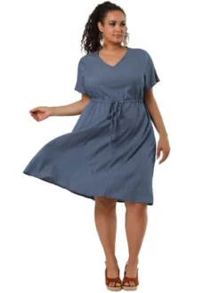 Agnes Orinda Women's Plus Size Tie Waist Short Sleeve Chambray Shirtdress 13 Agnes Orinda Women's Plus Size Tie Waist Short Sleeve Chambray Shirtdress -Agnes Sales Store GUEST ee80359f 994d 4f9e 9c10 27ac2e6abefa