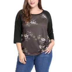 Agnes Orinda Women's Plus Size 3/4 Raglan Sleeves Floral Dressy Casual Peasant Tops -Agnes Sales Store GUEST eea1d7b7 e754 4f96 9ce7 204195f0a364