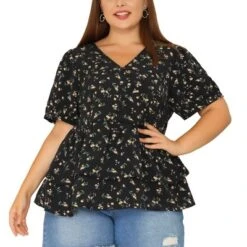 Agnes Orinda Women's Plus Size Blouse Floral Layered Flare Hem Casual Peplum Tops -Agnes Sales Store GUEST eee1c419 7103 49b7 b2df 8979bc4c27a6