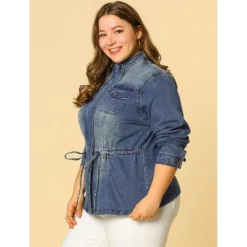 Agnes Orinda Women's Plus Size Stand Collar Zipper Denim Jacket -Agnes Sales Store GUEST ef1ef043 9217 4465 9051 bf42eb1cf15c