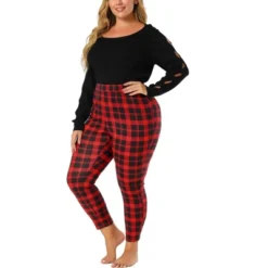 Agnes Orinda Women's Plus Size Check Leggings Stretch Festive Glen Plaid Skinny Pants -Agnes Sales Store GUEST efc75143 d883 409a bfb2 97666cc03ce5
