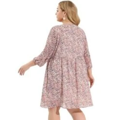 Agnes Orinda Women's Plus Size 3/4 Sleeves Babydoll Floral Flare Reteo Dress -Agnes Sales Store GUEST f0a74bc2 cae8 4975 a48e 0a2c34f67fca