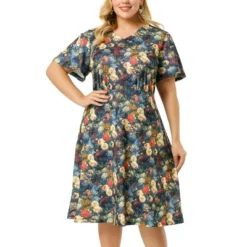 Agnes Orinda Women's Plus Size Elegant Short Sleeve Floral Pattern Dress -Agnes Sales Store GUEST f14efcca 329a 424a b0d0 fdf222cc8ce9