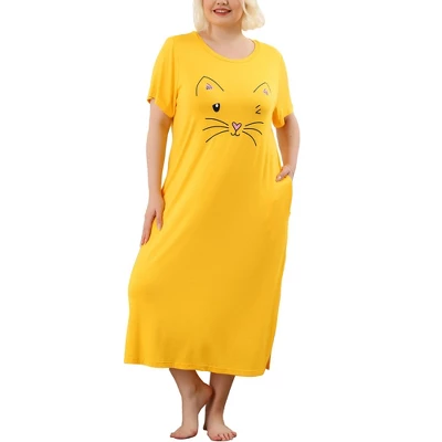 Agnes Orinda Womens Plus Size Short Sleeve Cute Cat Print Pockets Nightgown 15 Agnes Orinda Womens Plus Size Short Sleeve Cute Cat Print Pockets Nightgown - Image 15