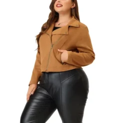 Agnes Orinda Women's Plus Size Winter Suede Cropped Moto Biker Zip Up Faux Suede Jackets -Agnes Sales Store GUEST f1ccc8b6 e517 468d aae5 dc6ddc30ddde