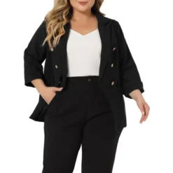 Agnes Orinda Women's Plus Size Office Button Front 3/4 Roll-Up Sleeve Peplum Work Blazers -Agnes Sales Store GUEST f1f07c1e 7d58 4cbb ba6d 57ce9fbffe64