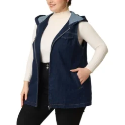 Agnes Orinda Women's Plus Size Hoodie Zipper Up Pocket Denim Sleeveless Jacket Vest -Agnes Sales Store GUEST f20d0fe9 e6a5 44dc 80d5 1b086c0d37a3
