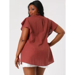 Agnes Orinda Women's Plus Size Flutter Sleeve Drawstring Flowy Summer Split V Neck Tunic Top -Agnes Sales Store GUEST f291fbca 3876 4946 8bf7 fff9c10decf2