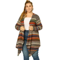 Agnes Orinda Women's Plus Size Kimonos Boho Striped Open Front Cardigan -Agnes Sales Store GUEST f4b65291 f295 4b2d a938 df931a08a3b2