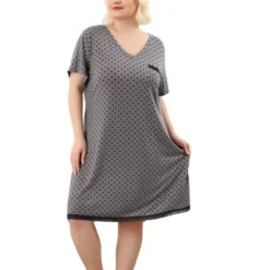 Agnes Orinda Womens Plus Size V Neck Polka Dots Short Sleeve Sleepwear Pajamas Nightgown -Agnes Sales Store GUEST f4d30a95 05a7 40ed 8973 7be6da8970d7