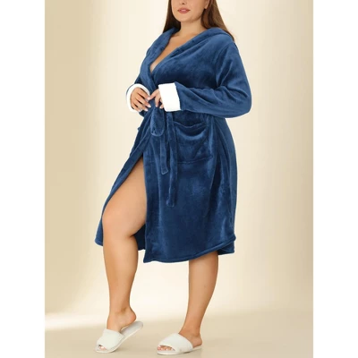 Agnes Orinda Women's Plus Size Nightgown Faux Fur Robe Fleece Hood Warm Plush Flannel Robe 1 Agnes Orinda Women's Plus Size Nightgown Faux Fur Robe Fleece Hood Warm Plush Flannel Robe