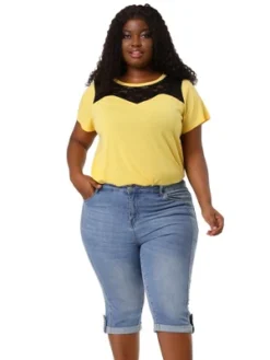 Agnes Orinda Women's Plus Size Mid-Rise Curvy Skinny Stretch Denim Jean Capri -Agnes Sales Store GUEST f5cebf79 95da 4ffb a2bc e5aae2b1751c