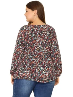 Agnes Orinda Women's Plus Size V Neck Button Up Ruffle Floral Long Sleeve Tunic Peplum Blouse 8 Agnes Orinda Women's Plus Size V Neck Button Up Ruffle Floral Long Sleeve Tunic Peplum Blouse -Agnes Sales Store GUEST f5d25827 2d8a 4c40 a235 9cb026ebf9fe