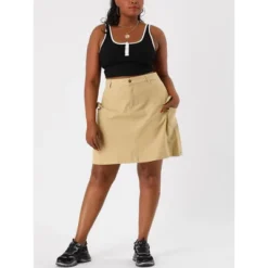 Agnes Orinda Women's Plus Size Skirt A Line Casual Above Knee Zipper Front Flare Skirts