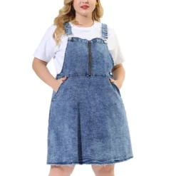 Agnes Orinda Women's Plus Size Denim Overall Zipper Frayed Adjustable Strap Suspender Dresses -Agnes Sales Store GUEST f6a837b3 704b 4b0c b62c 5add7877663e
