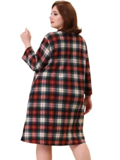Agnes Orinda Women's Plus Size Plaid V Neck Lounge Sleep Dress Nightgowns -Agnes Sales Store GUEST f6d4aebc dab7 48da bb10 8a40307198ec