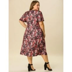 Agnes Orinda Women's Plus Size Elegant Short Sleeve Floral Pattern Dress -Agnes Sales Store GUEST f7190ea0 03b6 40ec 932e ff40d299c3a0