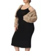 Agnes Orinda Women's Plus Size Winter Warm Collarless Faux Fur Fuzzy Cropped Cardigan