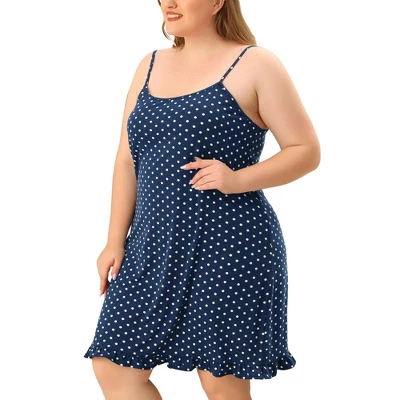 Agnes Orinda Women's Plus Size Comfort Ruffle Hem Polka Dots Sleeveless Nightgown 8 Agnes Orinda Women's Plus Size Comfort Ruffle Hem Polka Dots Sleeveless Nightgown - Image 8