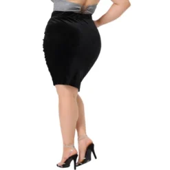 Agnes Orinda Women's Plus Size Velvet Stretch High Waist Ruched Pencil Bodycon Mini Club Skirt -Agnes Sales Store GUEST f85d0722 0589 4ddc a68f 3090e62fdea5