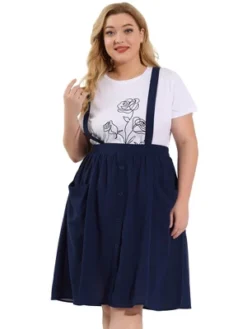 Agnes Orinda Women's Plus Size Casual Elastic Waist Suspender Skirt With Front Pockets -Agnes Sales Store GUEST f878086a 2cee 4b7c 9d1d ad8cbadb8e66