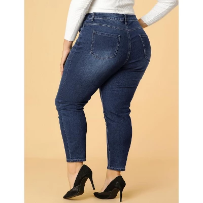 Agnes Orinda Women's Plus Size Denim Mid-Rise Stretch Washed Skinny Jeans 4 Agnes Orinda Women's Plus Size Denim Mid-Rise Stretch Washed Skinny Jeans - Image 4