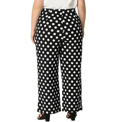 Agnes Orinda Women's Plus Size Formal Palazzo Polka Dots Wide Leg High Rise Wide Leg Pants 3 Agnes Orinda Women's Plus Size Formal Palazzo Polka Dots Wide Leg High Rise Wide Leg Pants - Image 3