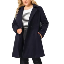 Agnes Orinda Women's Plus Size Notched Lapel Single Breasted Winter Long Pea Coat -Agnes Sales Store GUEST f929d34f 2cd1 415c 86f2 76a21d7c61e3