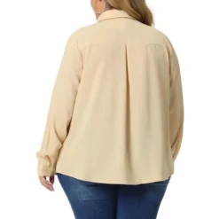 Agnes Orinda Women's Plus Size V Neck Long Sleeve Classic Fit Business Office Button Down Shirts -Agnes Sales Store GUEST f9e3e023 4e01 431e ac0e ed0c487b658e