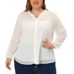 Agnes Orinda Women's Plus Size Swiss Dots V Neck Hollow Sheer Sleeves Blouses 9 Agnes Orinda Women's Plus Size Swiss Dots V Neck Hollow Sheer Sleeves Blouses -Agnes Sales Store GUEST fa28d334 9f3b 46eb 9c41 2dfdf353aa33