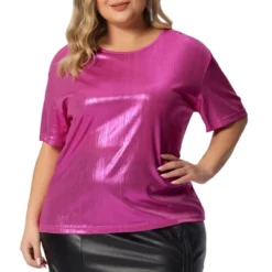 Agnes Orinda Women's Plus Size Metallic Holographic Concert Carival Party Blouse -Agnes Sales Store GUEST fbe252bb b7e1 4069 97f0 1e0887bb729e