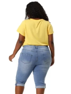 Agnes Orinda Women's Plus Size Mid-Rise Curvy Skinny Stretch Denim Jean Capri -Agnes Sales Store GUEST fc0489b1 8846 44ec ad01 8dc14f475823
