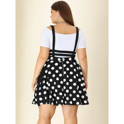 Agnes Orinda Plus Size Suspender Skirt For Women Detachable Strap A-Line Polka Dots Skirts 3 Agnes Orinda Plus Size Suspender Skirt For Women Detachable Strap A-Line Polka Dots Skirts - Image 3