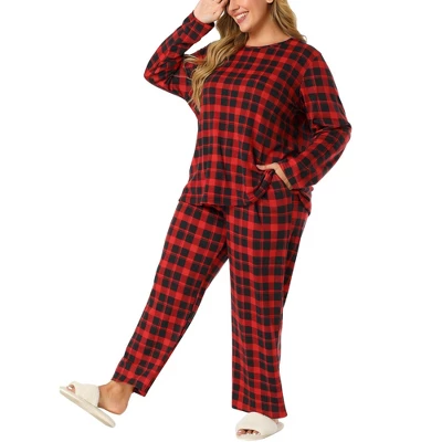 Agnes Orinda Women's Plus Size Nightgown Pajama Sets Buffalo Plaid Check Side Pocket Elastic Waist Relaxed Fit Sleepwear Pajamas 1 Agnes Orinda Women's Plus Size Nightgown Pajama Sets Buffalo Plaid Check Side Pocket Elastic Waist Relaxed Fit Sleepwear Pajamas