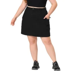 Agnes Orinda Women's Plus Size Skirt A Line Casual Above Knee Zipper Front Flare Skirts -Agnes Sales Store GUEST fc9e90e5 fc67 4af5 afb7 3ea64257b54c