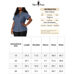 Agnes Orinda Women's Plus Size Jeans Short Sleeve Chest Pocket Button Down Denim Shirts -Agnes Sales Store GUEST fd0fd68c 0c92 4240 95b3 d68249a473d6
