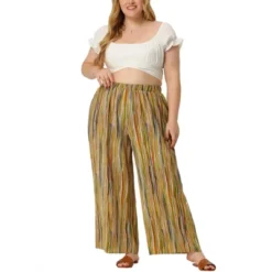 Agnes Orinda Women's Plus Size Boho Palazzo Lounge Wide Leg Pants With Elastic Waist And Stripe -Agnes Sales Store GUEST fd41aaae 5d2d 401f 8d1f 1b7c1aeeb090