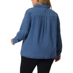 Agnes Orinda Women's Plus Size Denim Long Sleeve Button Down Jean Pockets Shirts -Agnes Sales Store GUEST fe73884c 6483 486d a562 81633b93c067
